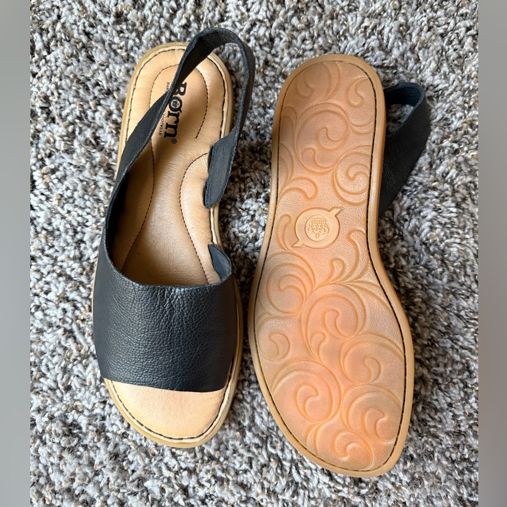 Born Black Leather Slingback Flats